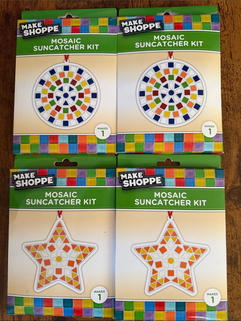 4 Mosaic Suncatcher Kits - Multicolor